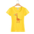 Giraffe Printing Fashion Custom Cotton Wholesale Girl Tee T Shirt